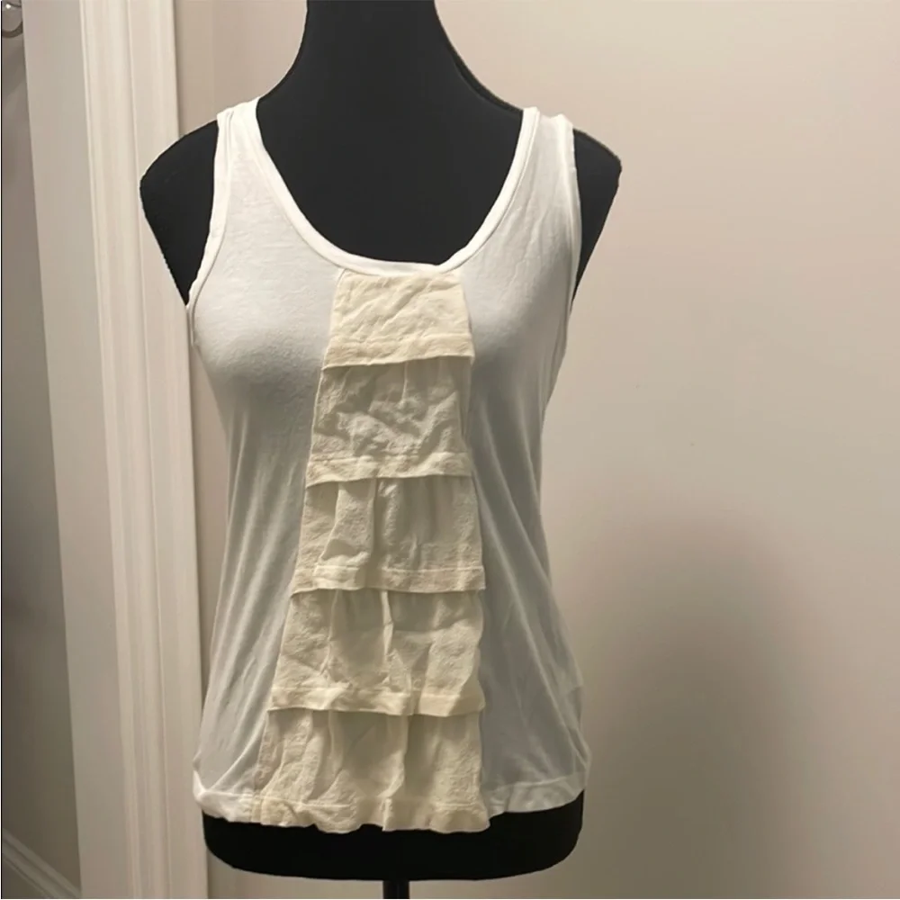 Theory Cream Ruffle Tank Top - Picture 1 of 6